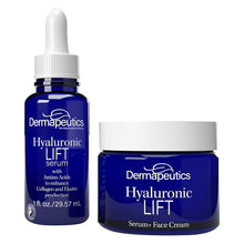 Load image into Gallery viewer, Dermapeutics Hyaluronic Lift Serum &amp; Moisturizing Cream Kit for Face, 1 ounce serum, 2 ounce cream
