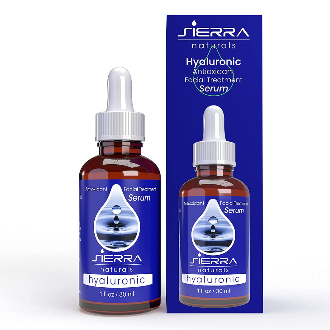 Sierra Naturals Hyaluronic Acid Serum for Face For Dry Skin Anti-aging Collagen Boosting, 1 oz
