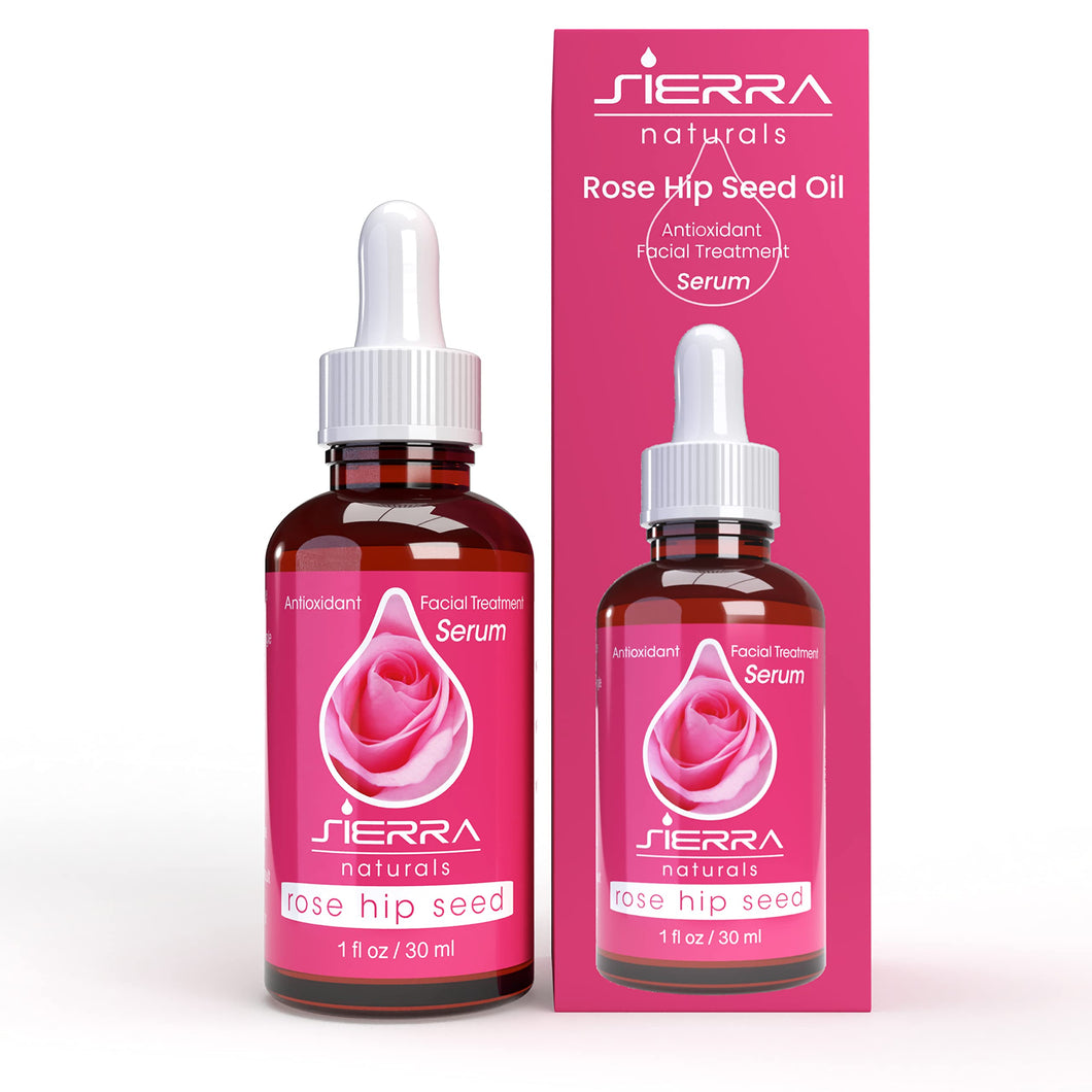 Sierra Naturals Rose Hip Seed Oil Serum Natural Moisturizer Vitamins C & A, Omega 6, 1 oz