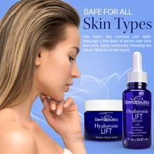 Load image into Gallery viewer, Dermapeutics Hyaluronic Lift Serum & Moisturizing Cream Kit for Face, 1 ounce serum, 2 ounce cream